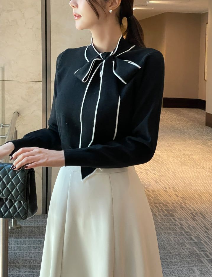 Coco Color Matching Line Tie Knit