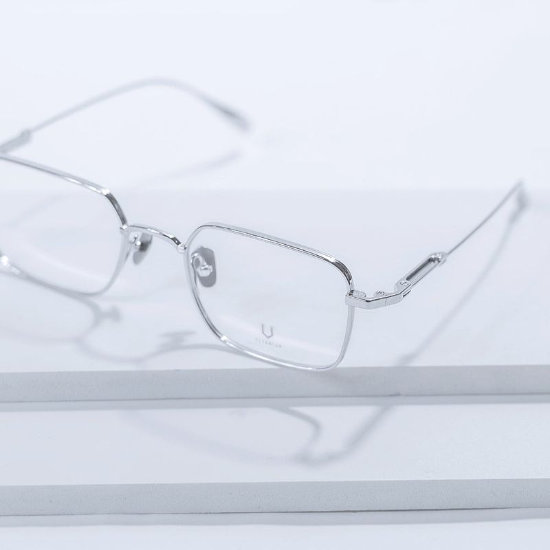 Knouun Square titanium glasses CODE. 102. D Silver