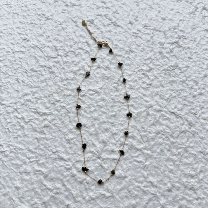 Black Stone Chain Necklace