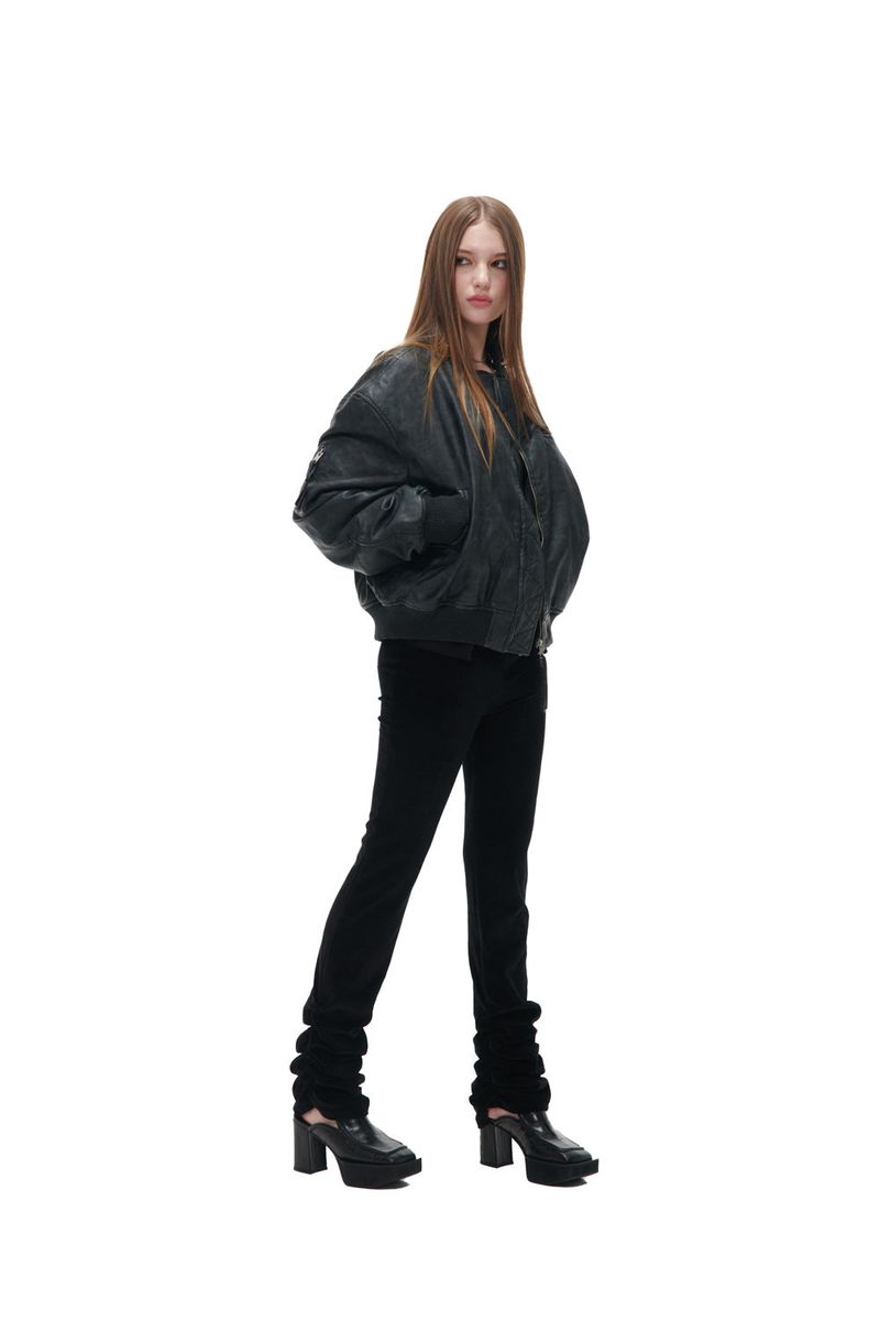 VELVET SHIRRING LEGGINGS