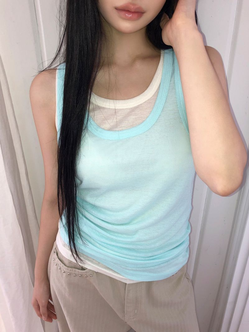 WONDER WONDER(ワンダーワンダー)の「Tendo Shirred Double-Layer Sleeveless Top(Tops)」