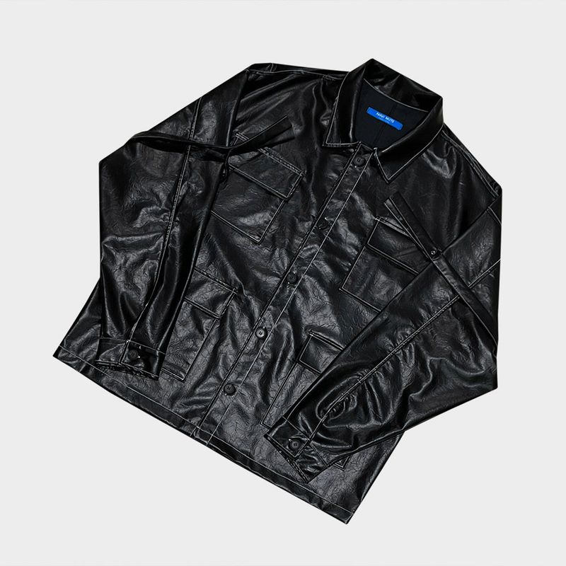 glossy strap shirt_black