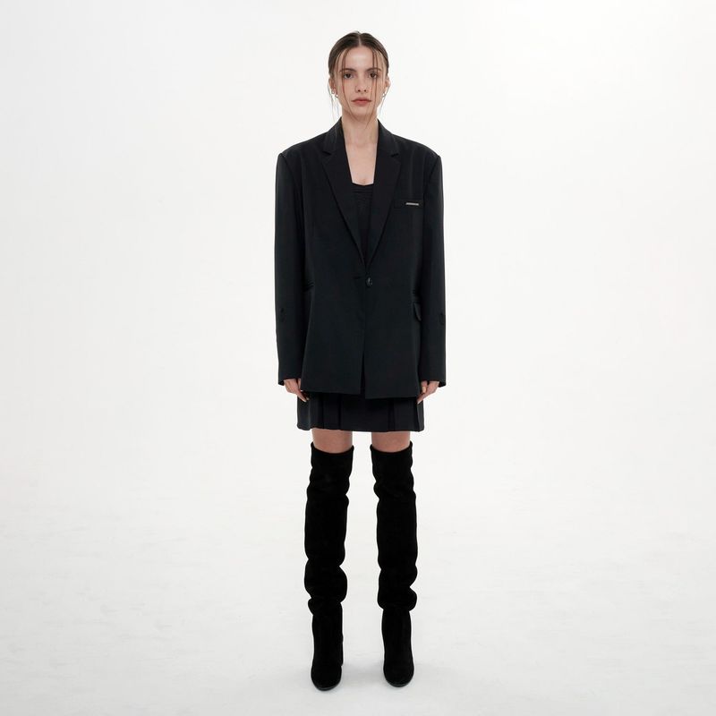SLEEVE STRAP OVER FIT JACKET(BLACK)
