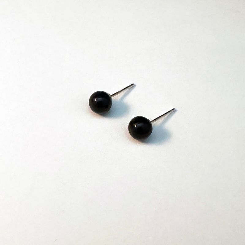 [925silver] オニキスピアス