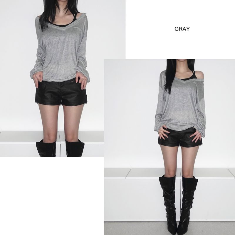 mist flow v-neck T (4color)