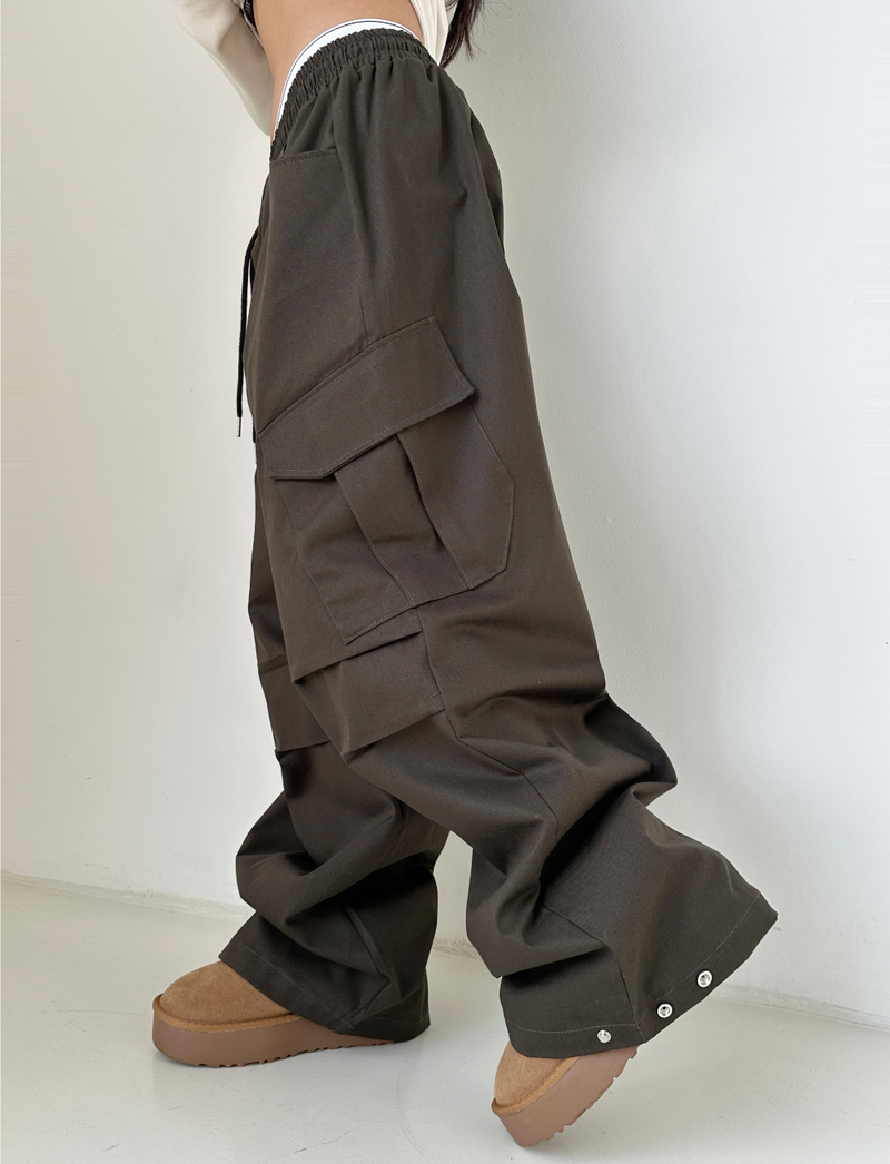 BUTTON CHANGE JOGGER + WIDE🤍🖤🤎 - 3 COLORS