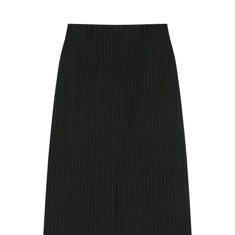 Stripe Long Skirt Black