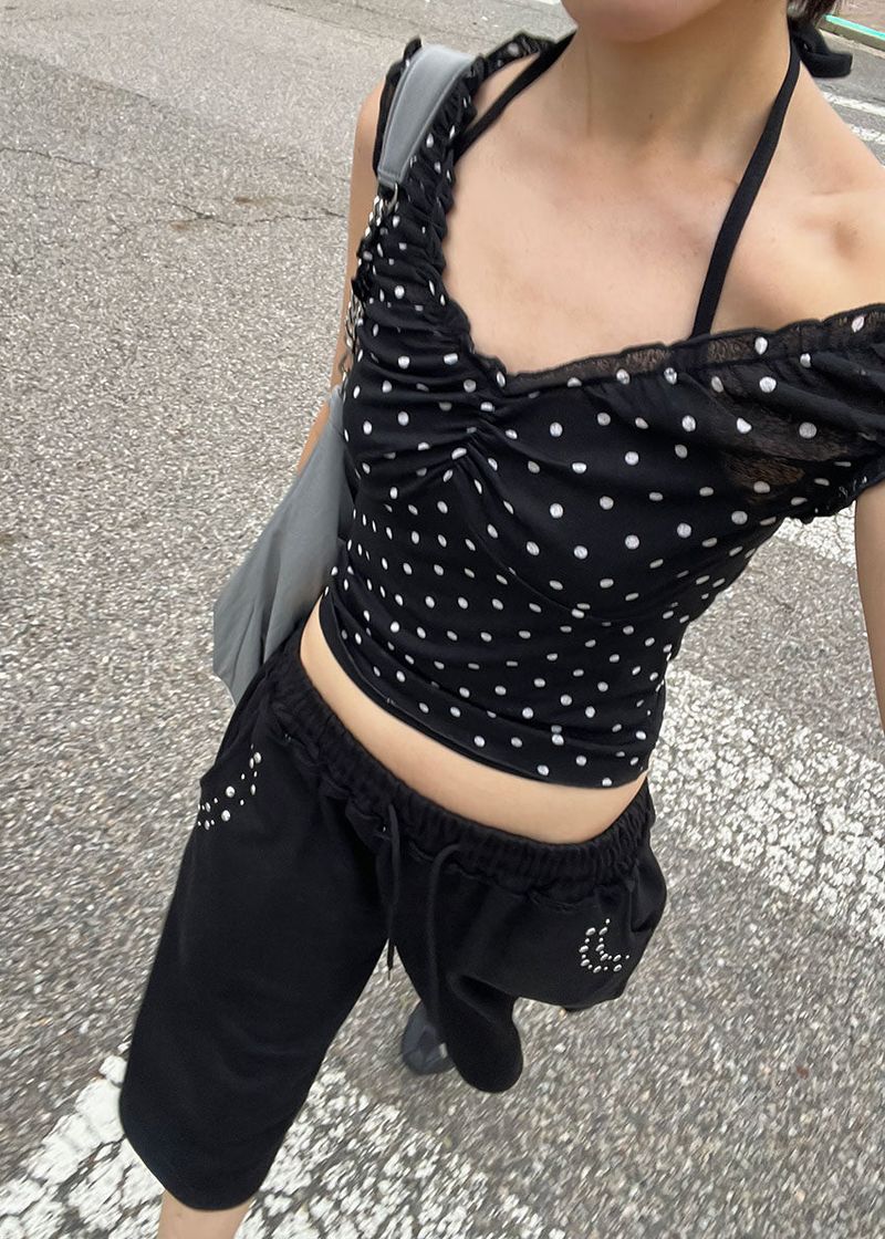 SHIRRING DOT 2-WAY TOP