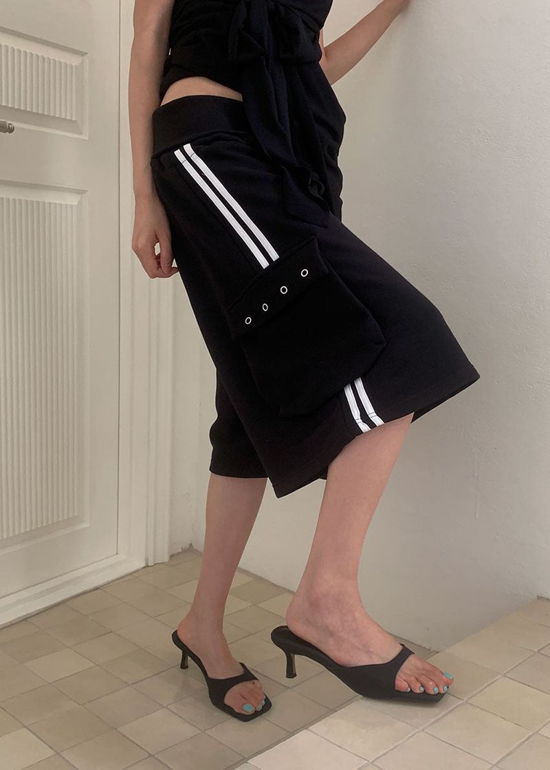 TRACK EYELET BERMUDA PANTS (3color)