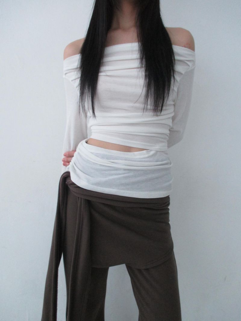 off-shoulder slit t