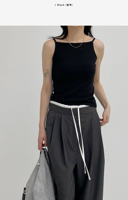 Boat Neck Square Ribbed Sleeveless