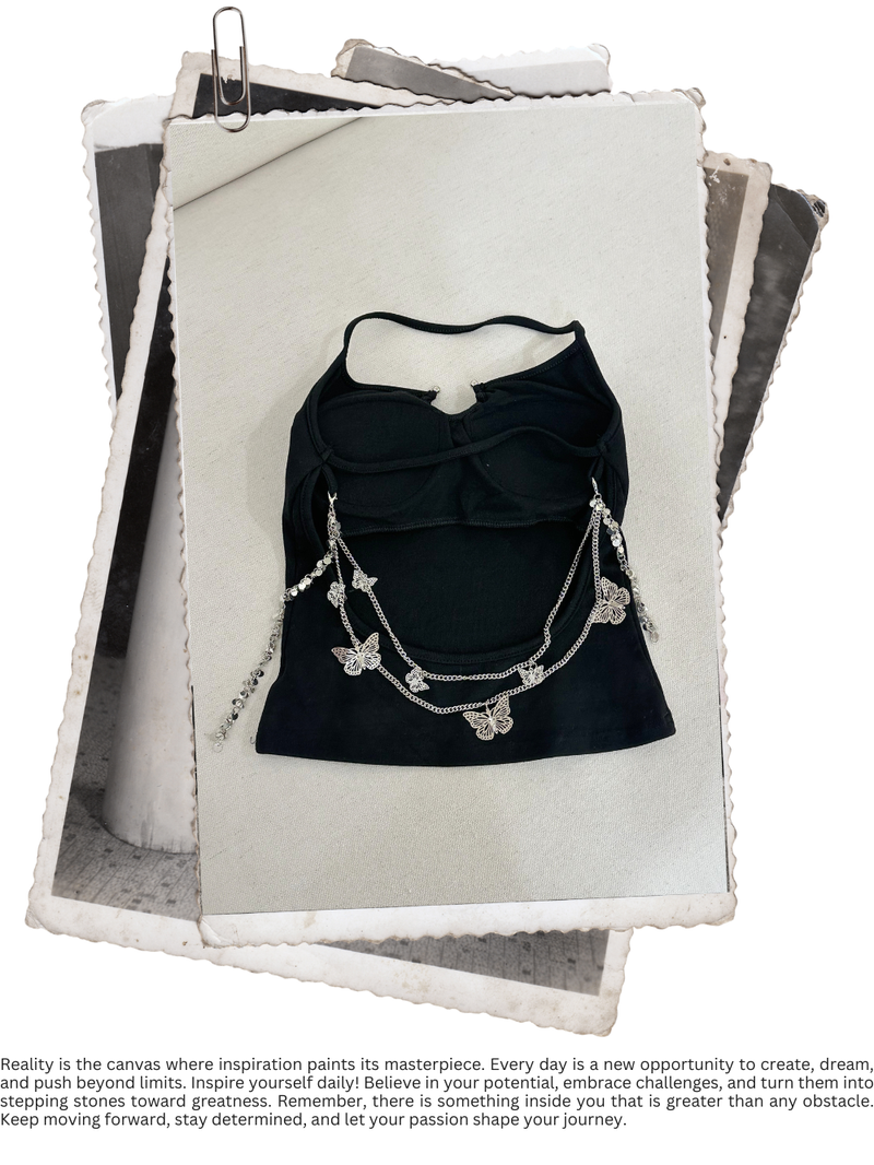 Back strap chain pad sleeveless t-shirt