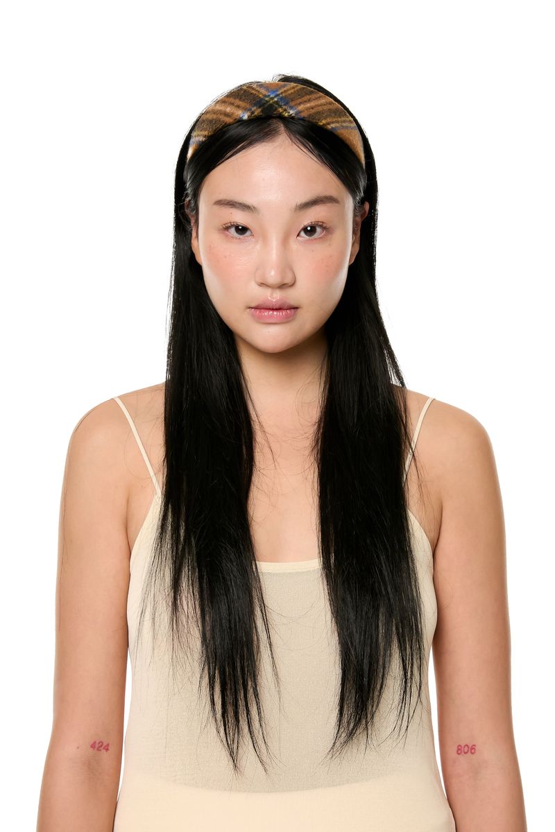 CHECK HAIR BAND / BROWN