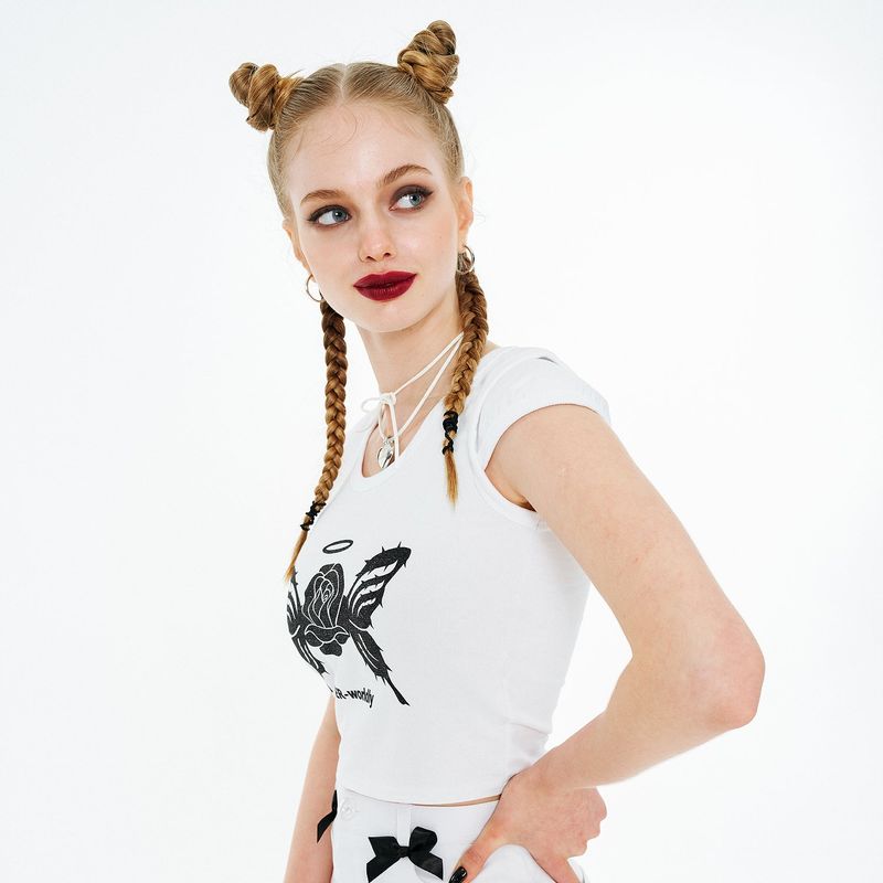 Rose Butterfly T-shirt [White]