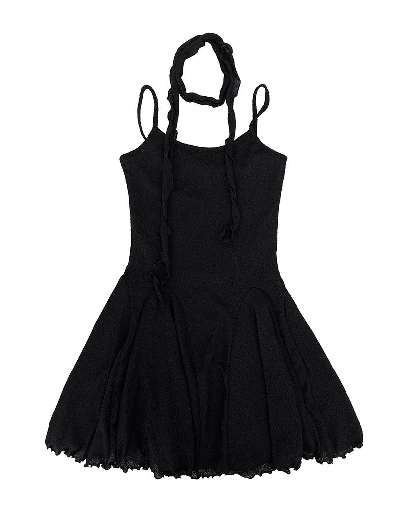 flared scarf mini dress (2color)