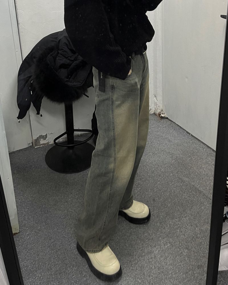 washing wide denim pants
