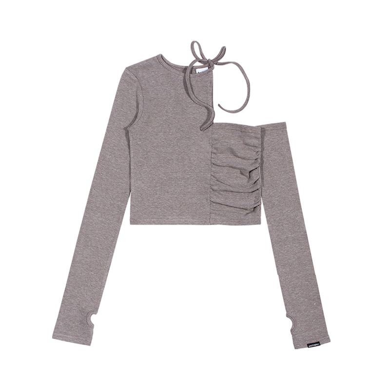 ANOTHERA（アナザーエー）の「UNBALANCED WARMER CROP TOP (Dark Beige)（Tops）」