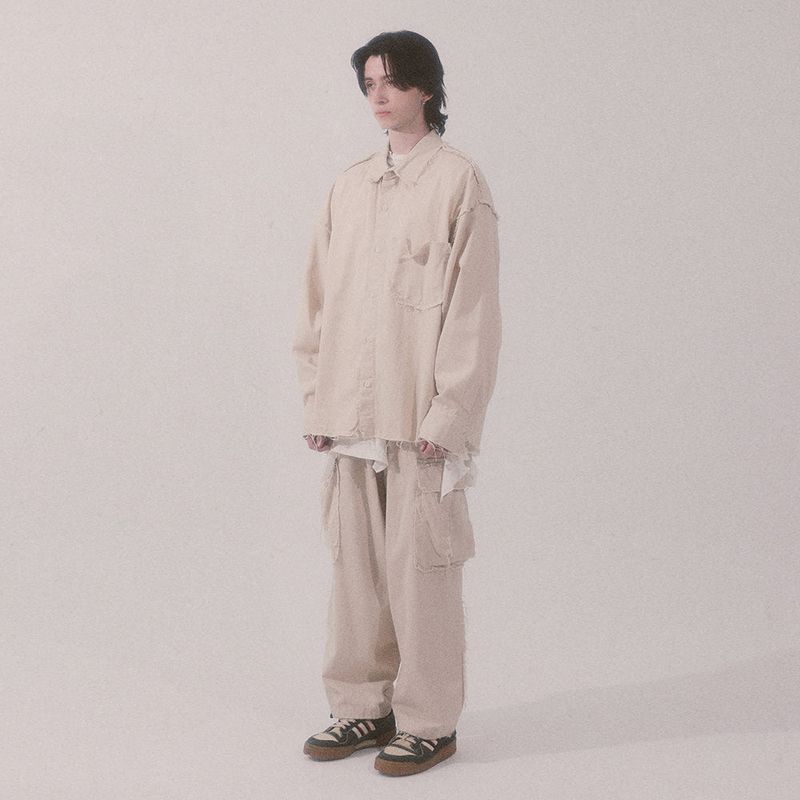 grunge wide cargo pants_lightbeige