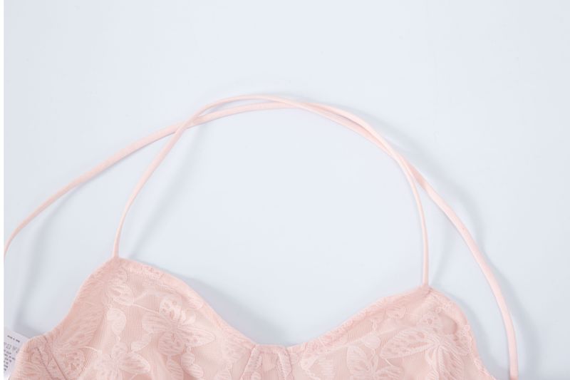 lace backless top pink butterfly