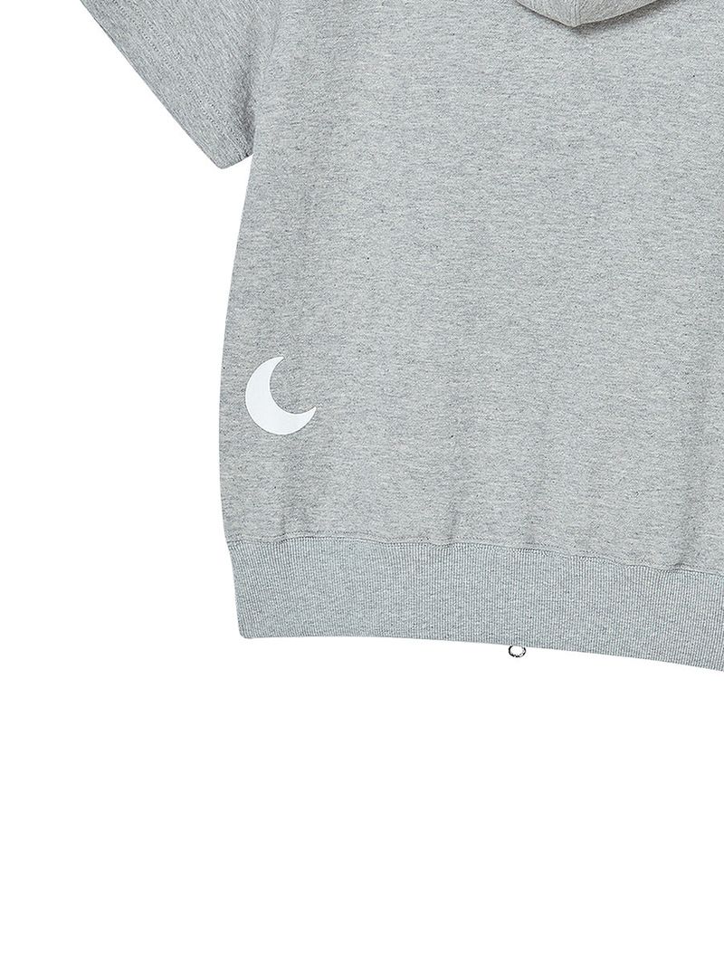 NY APLIQUE SS HOOD ZIP UP GREY