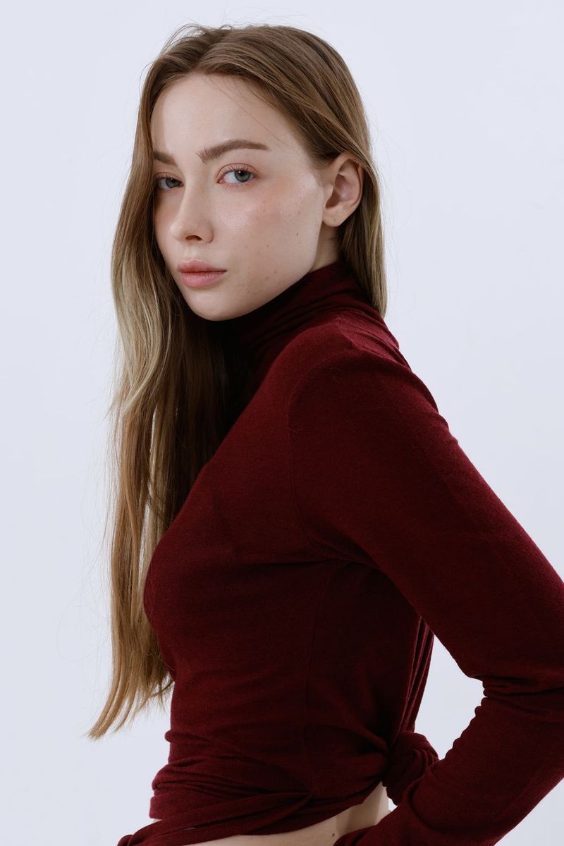 WOOL SPAN TURTLENECK T-SHIRT_BURGUNDY