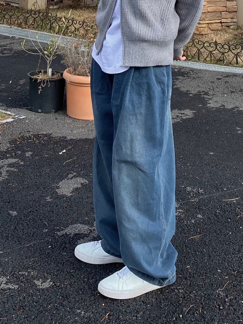 Two-tuck denim balloon pants 2C