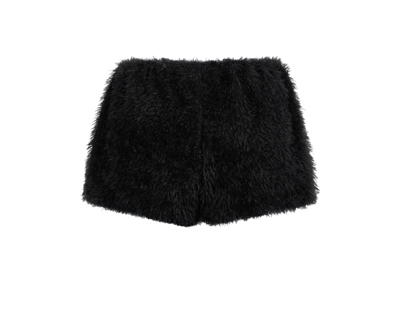 [mnem] Soft Fur Mini Shorts (black)