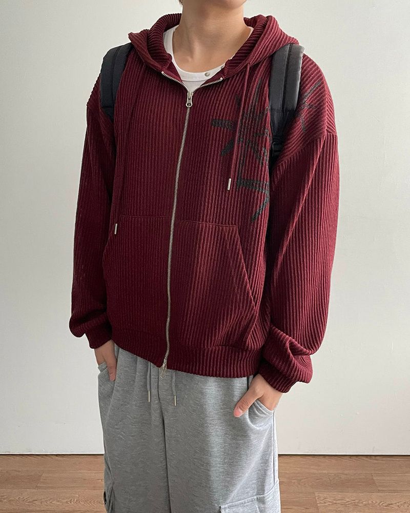 Bloom Cropped Knit Hooded Zip-up