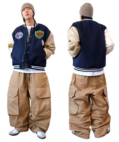 Oversized Varsity Jacket with Patches