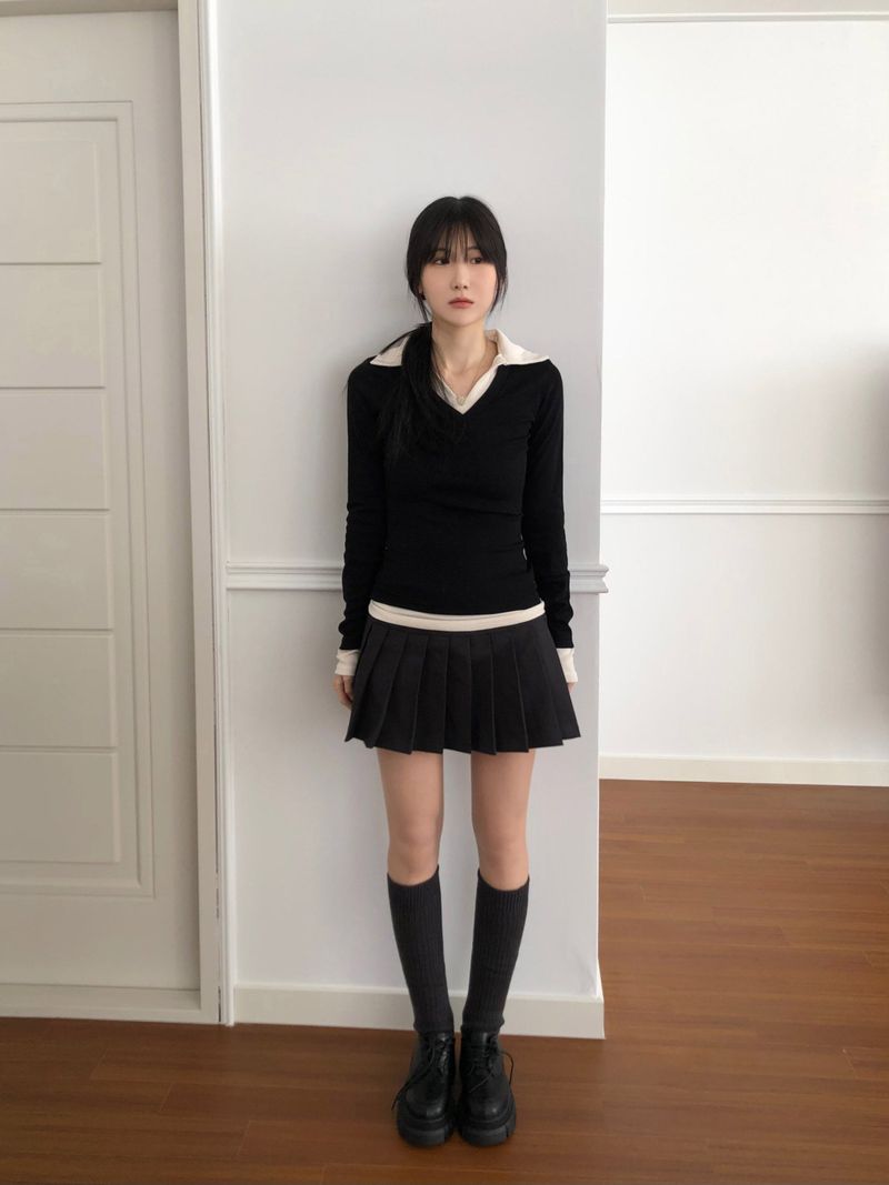 Layered Collar T-shirt (2 colors)