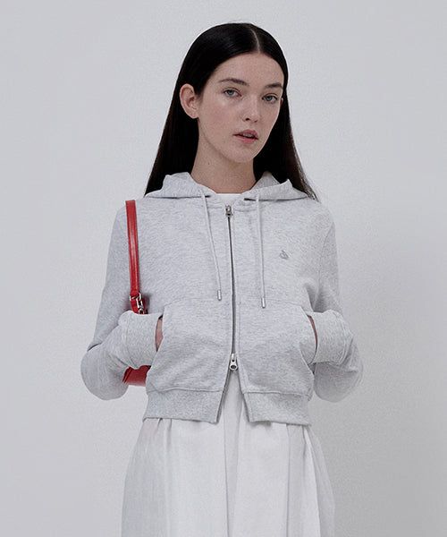 KIRSH（キルシー）の「KIRSH PLAIN SLIM FIT CROP HOODIE ZIP UP [MELANGE GRAY]（Tops）」
