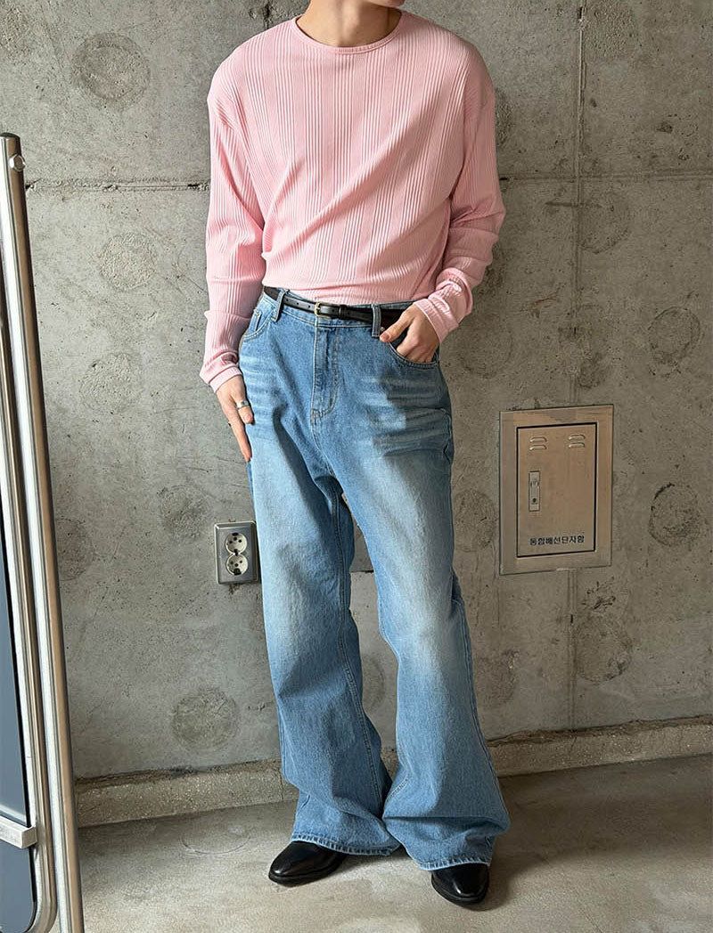 Irrregular rib slim long sleeves(5color)