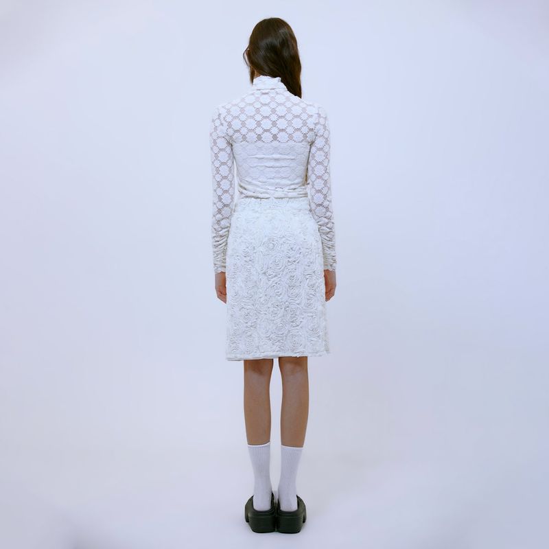Chiffon Flower Midi Skirt (WHITE)