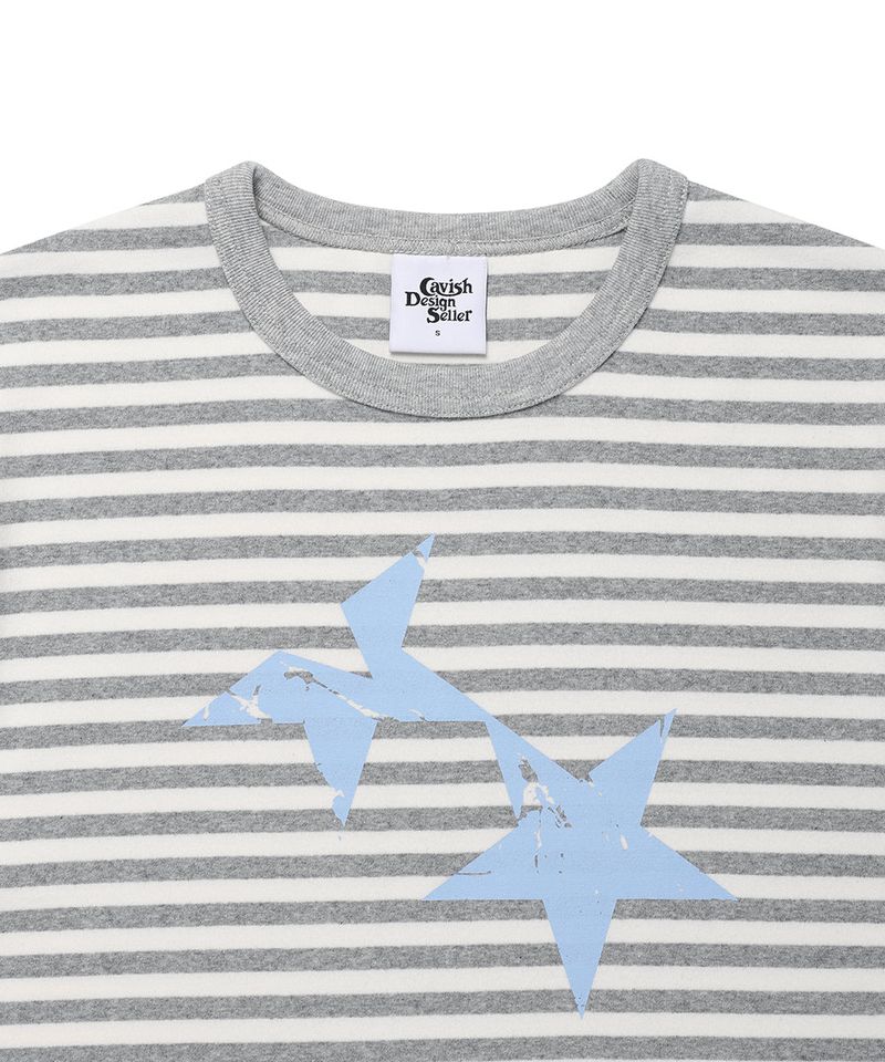 STRIPED TWIN STAR RINGER SS TEE LIGHT GREY(CV2GMUT505A)