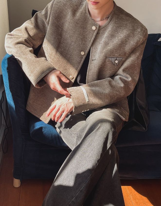 Ekkeullo Collar Less Tweed Blazer
