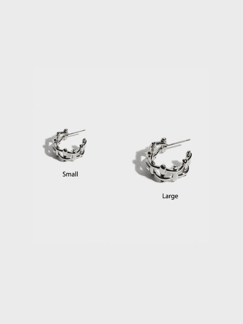 Multi Hash Tag Small Hoop Earrings (Silver)