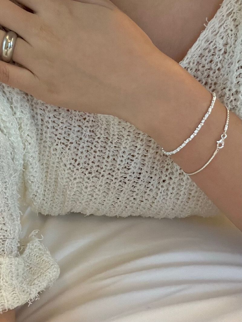 (silver925) Square beads bracelet *3color