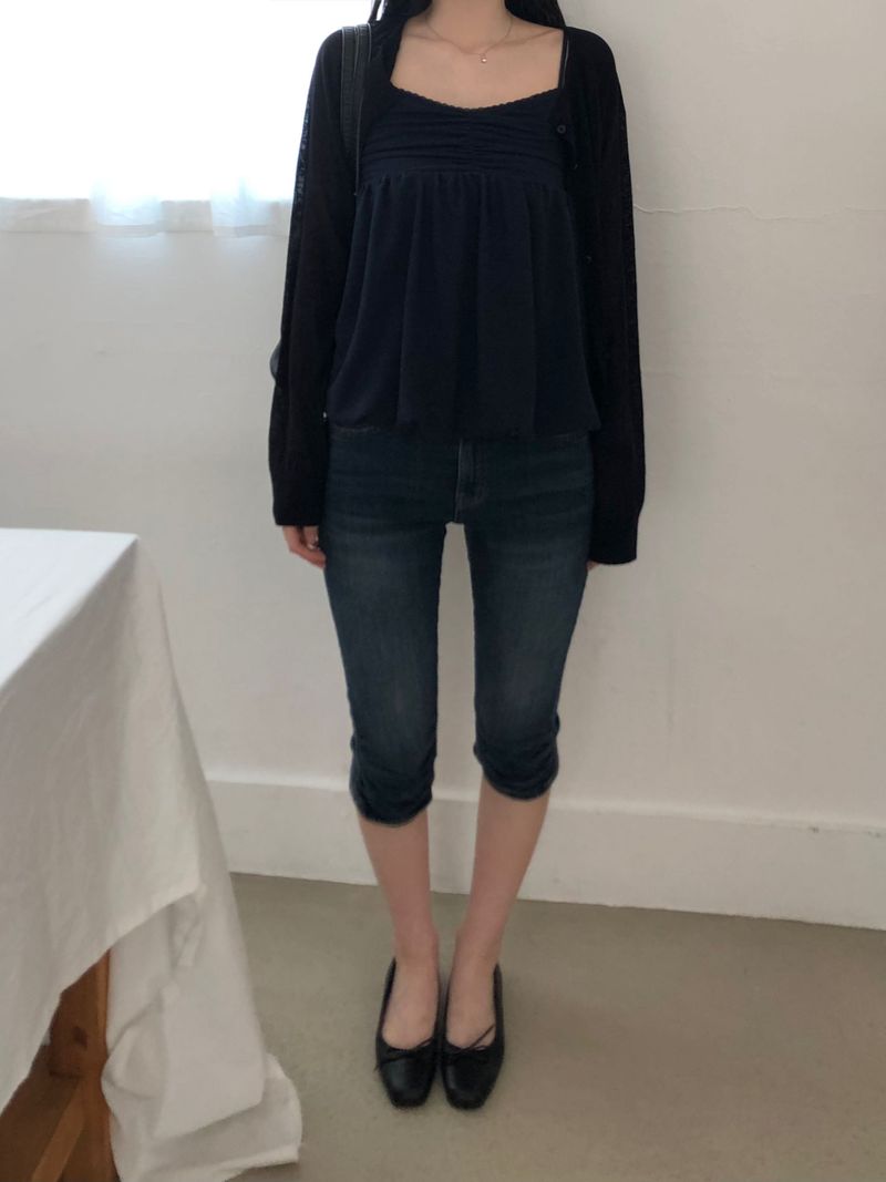 Slash linen round cardigan (4 colors)