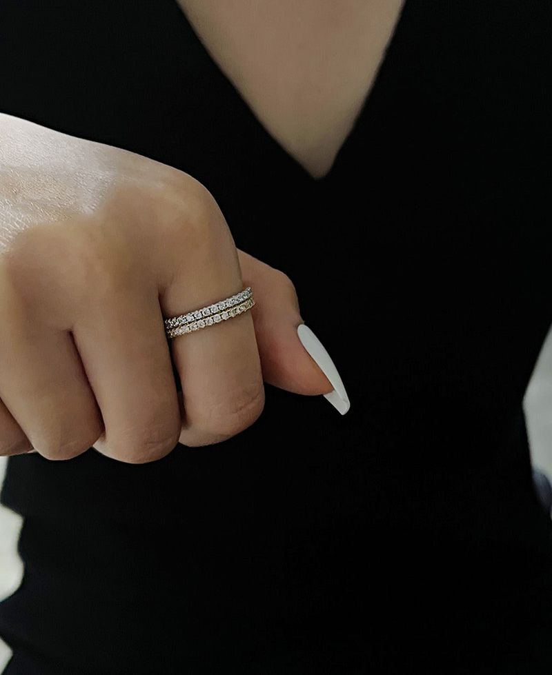 [S925] 2MM Prong Setting Tennis Ring (white silver)