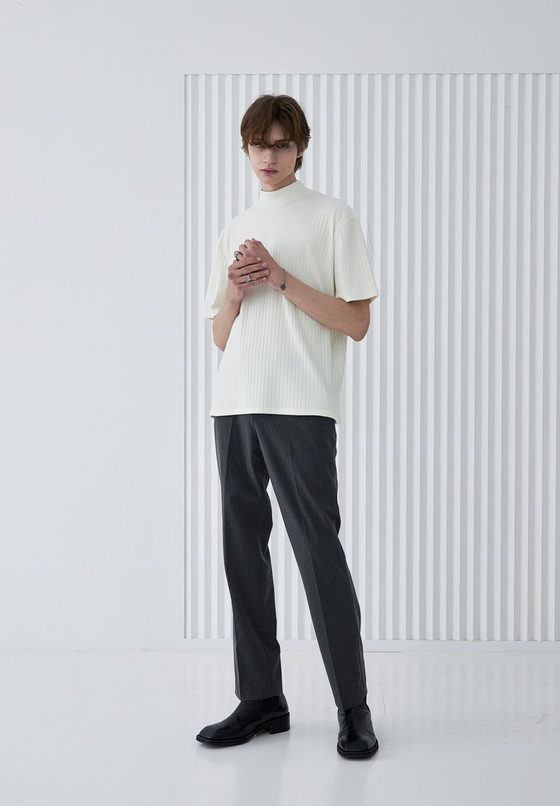 RIB MOCK NECK HALF T-SHIRT IVORY