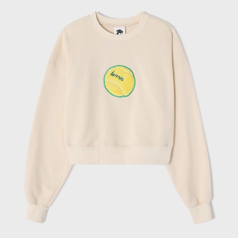 Tennis Ball Soft Cream Cropped Sweatshirt [For women]