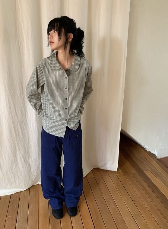 26FW★ [BAONHAUS] Hoimin Round Collar Check Blouse