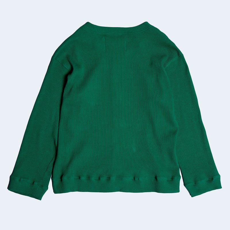 DAMP ROUND-NECK WAFFLE CARDIGAN_GREEN