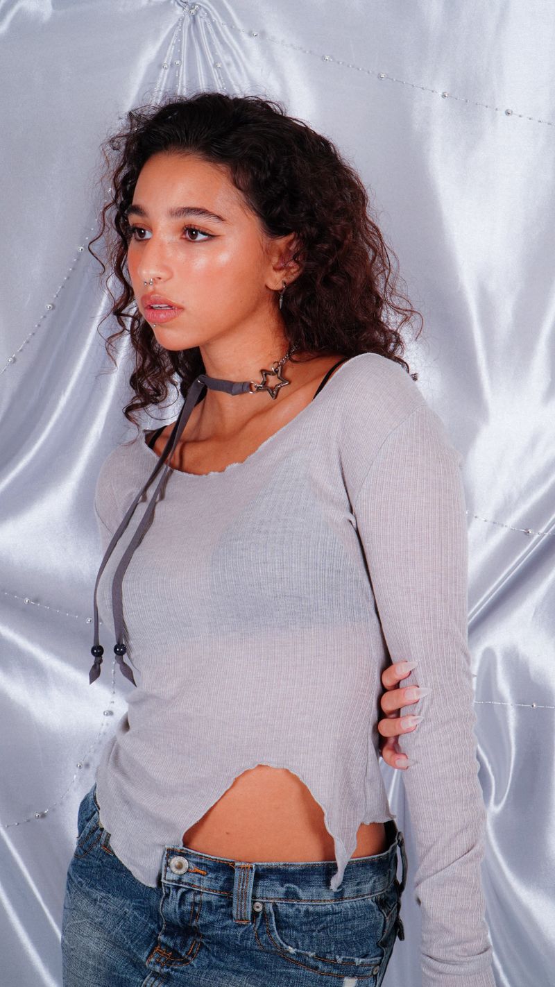Star suede Necklace (Gray)