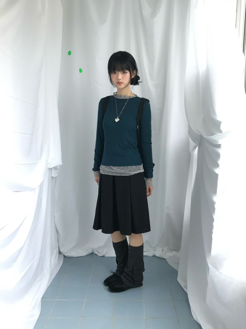 veloni basic bell pleats skirt