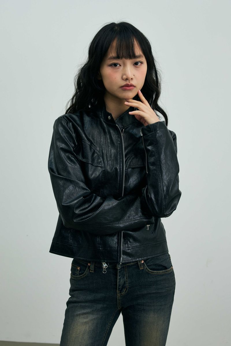 CLARI FAUX LEATHER JACKET / BLACK
