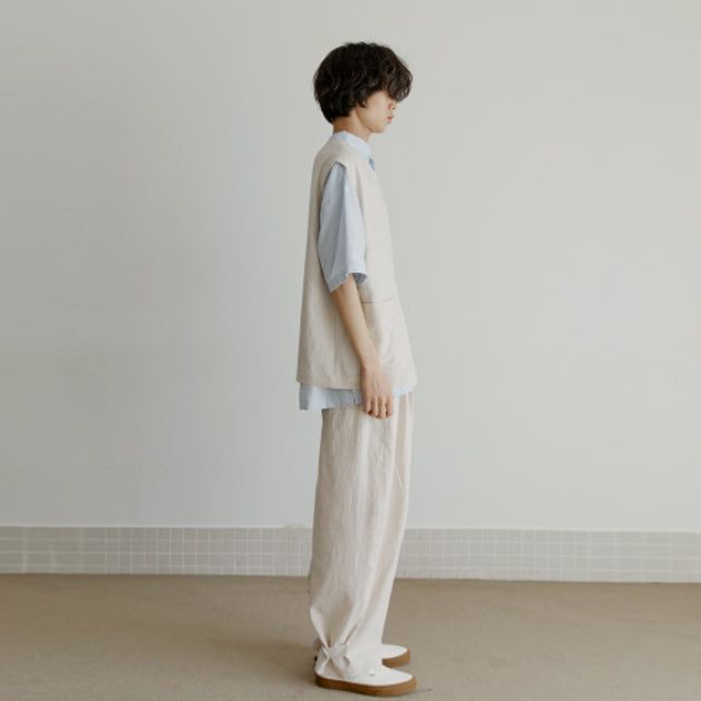 unisex tap pants beige (banding)