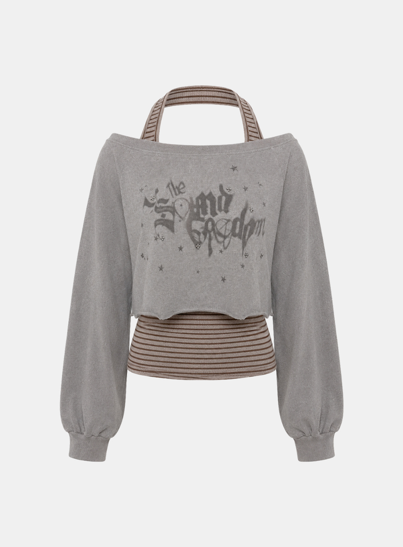 Mirielle Stripe Graphic Sweatshirt Set