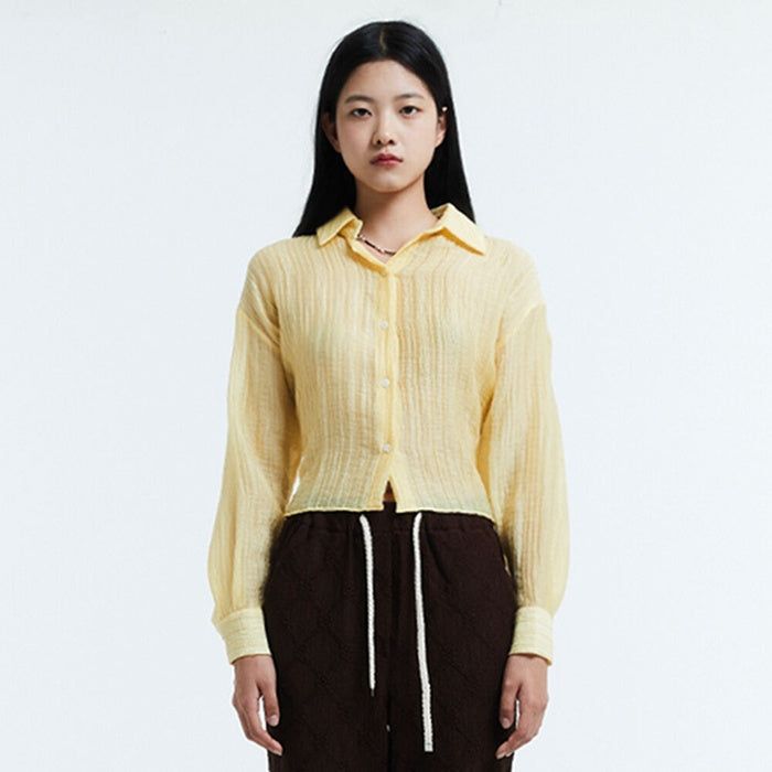 HOKUSPOKUS(ホクスポクス)の「Tencel pleats shirt / Yellow(Tops)」