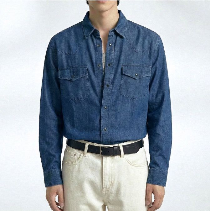 Standard Western Denim Shirt Blue